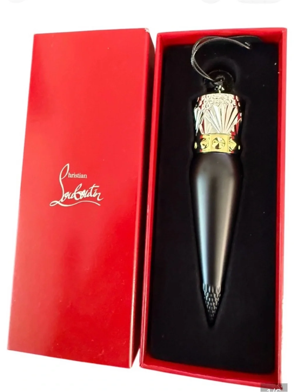 Christian Louboutin Matte Red Lipstick with Black & Gold Case_Brand New in box.